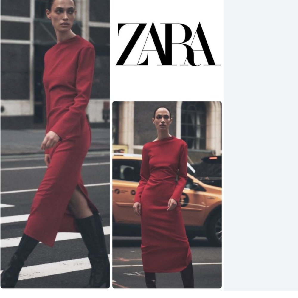 ZARA RED DRAPED SHEATH MIDI MAXI DRESS $129.90 - Picture 2 of 11